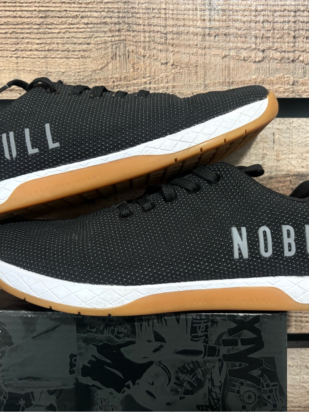 NOBULL Black Knit Trainer with White Midsole and Gum Outsole weight Lifting